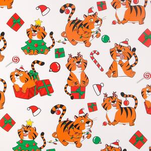 Бумага упаковочная глянцевая «Забавные тигры», 70*100 см